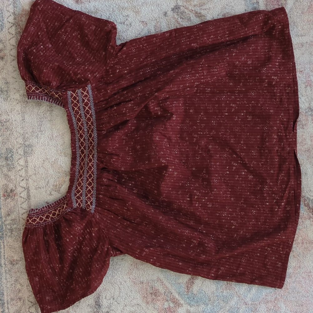 Madewell Squre-Neck Smocked Top in Dotted Vines sz S